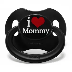 LittleForBig Bigshield Gen-II Adult Sized Printed Pacifier I Love Mommy Pattern Black for Comfort and Security