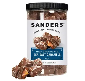 Sanders Milk Chocolate Sea Salt Caramels Small Batch Wonders 36 oz Jar Sweet Treats with Sea Salt Flakes
