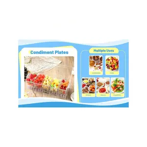 1pc Bar Serving Tray On Ice With 5 Compartments Container, Fruit Trays For Serving, Garnish Platters With Lid, Clear Kitchen Utensils