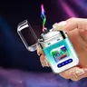 A cool, windproof electronic lighter with USB charging, compact and portable design, colored indicator lights and battery level display.  Suitable for camping, travel, wilderness survival, lighting candles and incense, and outdoor adventures.