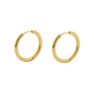 Stately Steel Rounded Tube Hoop Earring