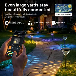 【3 Years Warranty!!】Linkind Smart Solar Pathway Lights SP6 APP Control 16 Million RGBW Colors 5 Swappable Lenses Waterproof Outdoor Garden Decor