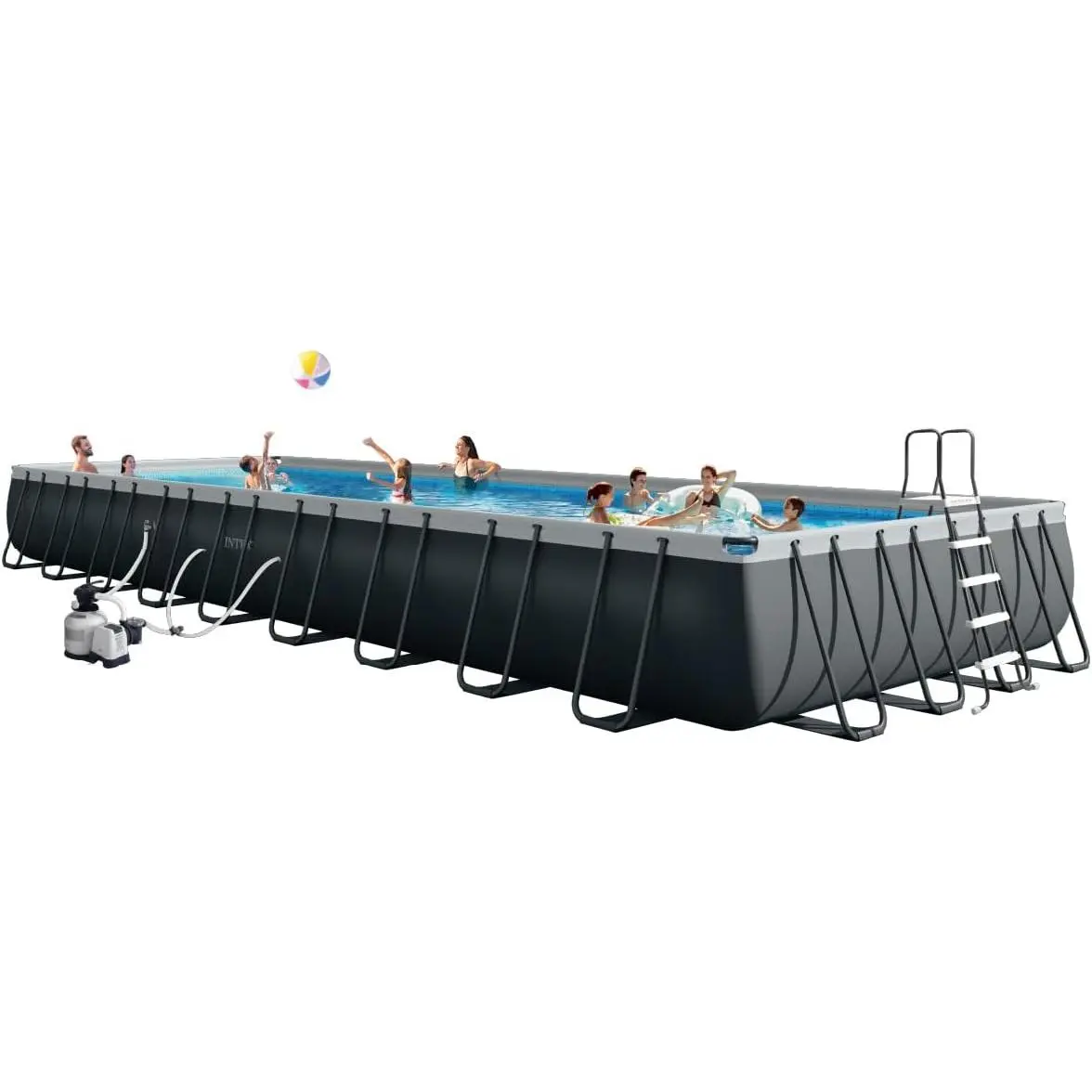 INTEX 26379MZ 36ft x 18ft x 52in Ultra XTR Deluxe Rectangular Above Ground Swimming Pool Set, Includes 2650 GPH Sand Filter Pump, Saltwater System, SuperTough Puncture Resistant, Rust Resistant
