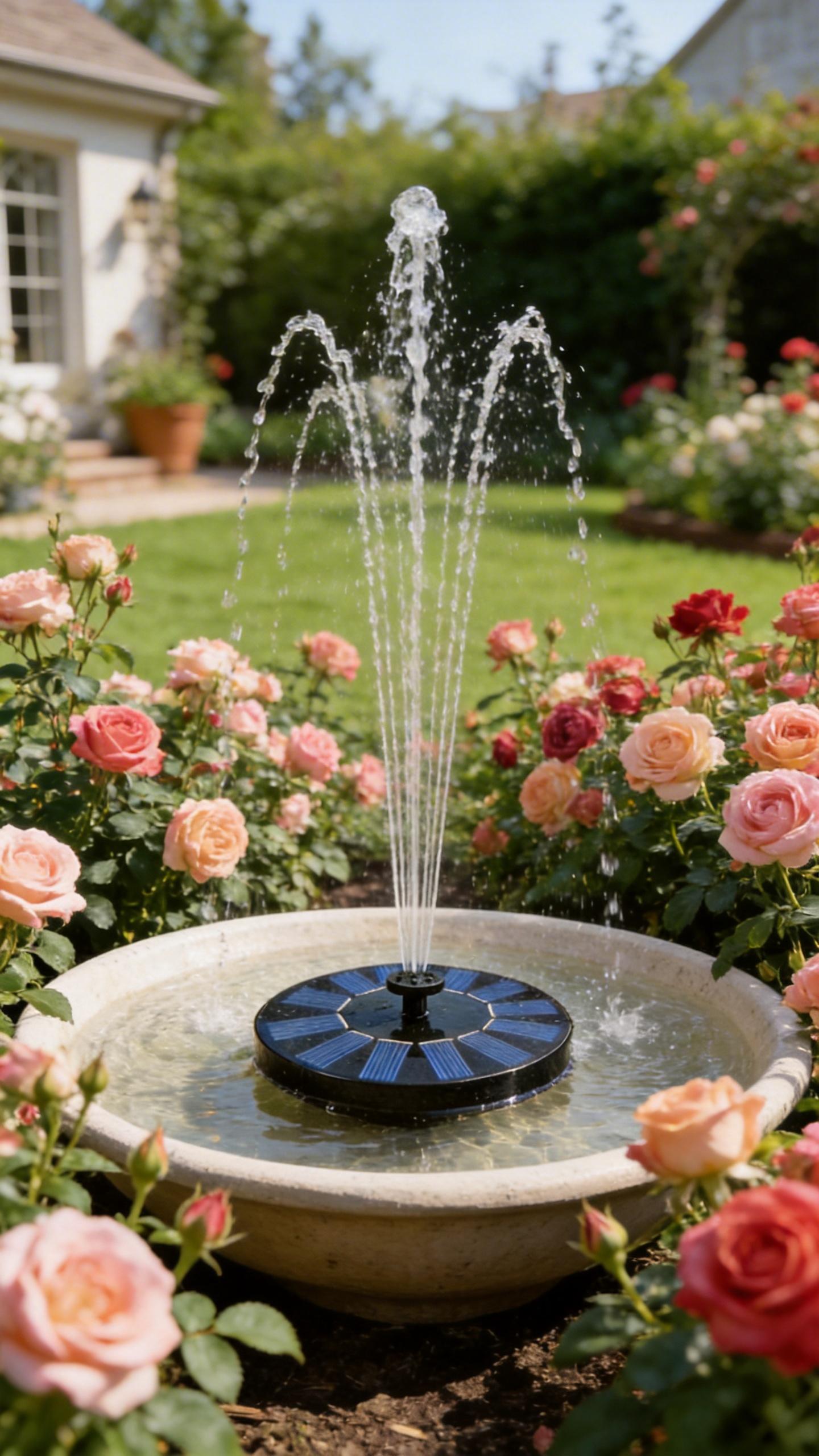 6.3 inches Solar Bird Bath Fountain with 6 Nozzles, Solar Fountain Pump for Bird Bath, Solar Powered Floating Water Fountain Pump for Bird Bath, Ponds, Garden, Fish Tank and Outdoor 16cm