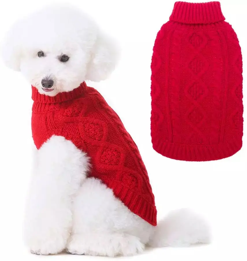 Classic Cable Knit Dog Sweater for Medium and Large Dogs