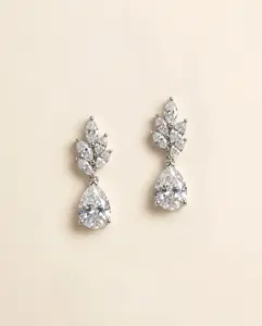 Eliana CZ Bridal Earrings – Pear Cubic Zirconia Wedding Earrings
