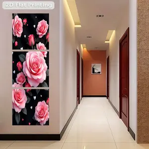 1 piece 2D flat design freely cut wall sticker 50x160 cm Romantic Pink Rose Wall Stickers Self-adhesive wall stickers for decoration, suitable for refrigerators, cabinets and wardrobes, modern kitch