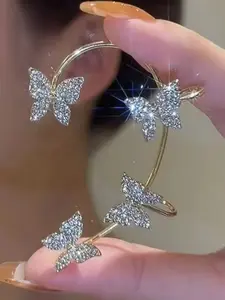 Butterfly Zircon Ear Cuff for Women, Daily Wear Versatile Earrings, Elegant Style, 1 Piece Set, Perfect for Any Occasion