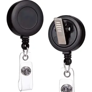 2 Pack Black Retractable ID Name Badge Holder Reels with Swivel Alligator Clip