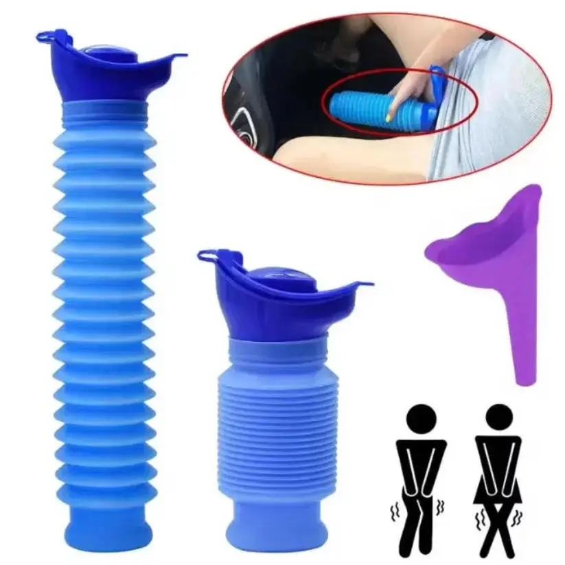 Urinal Car Urinal Bucket 750 ML Portable Reusable Shrinkable Camping Toilet for Travel Emergency Outdoor Use with Standing Feature and Leak Prevention