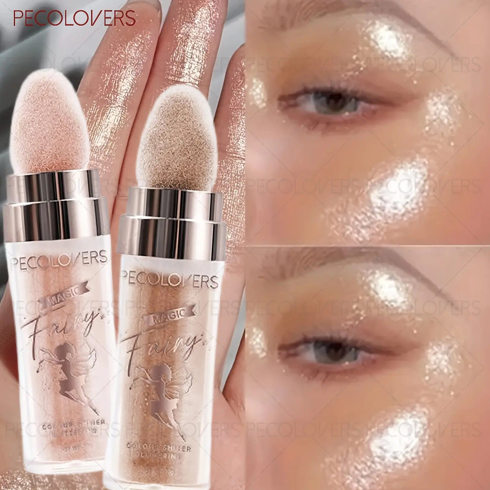 1 Pc Fairy Glow Highlight Patting Powder, Shiny Shimmer Full-Body Contouring, Pearlescent Highlight Patting Powder for Face, Body, Lips and Eyes, All-Over Glimmer, Glowy Highlighter, Glitter Highlighter, Shimmer Highlighter, Highlighter Makeup