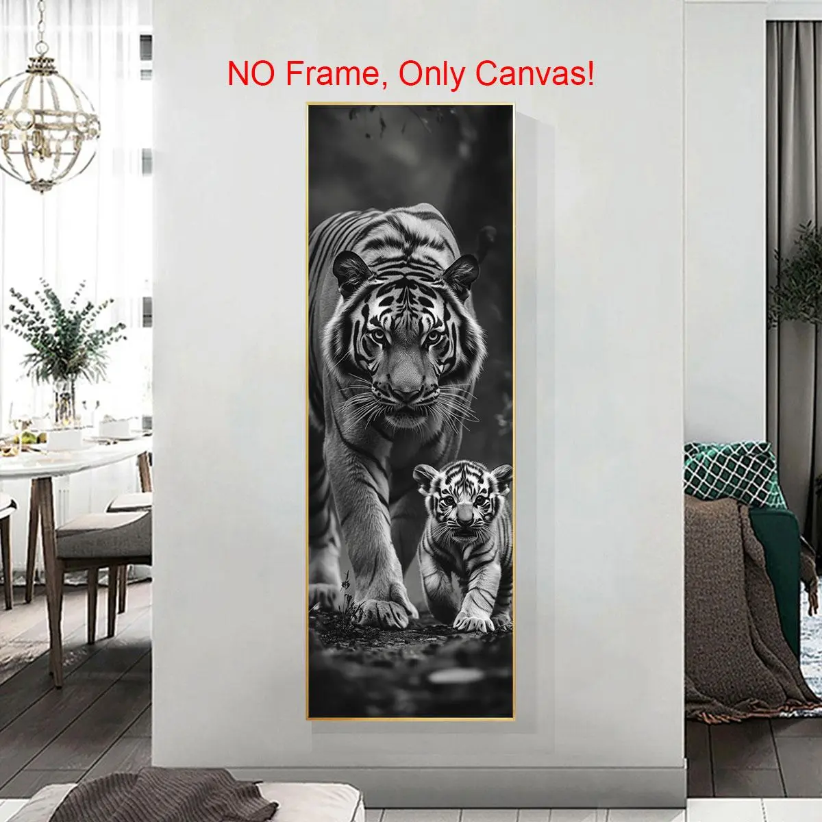 Tiger Pattern Canvas Painting without Frame, Modern Artistic Animal Art Poster, Wall Art Decor for Home Living Room Bedroom Office, Ornaments, Decoration