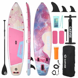 [TOP RATED - FLASH SALE] Garvee 11FT Pink Turtle Inflatable Paddle Board with Water Bag, PVC Material, Wide Stable Design, Non-Slip EVA Deck, Tri-Fin System, 420LB Capacity, Lightweight for Lakes & Rivers