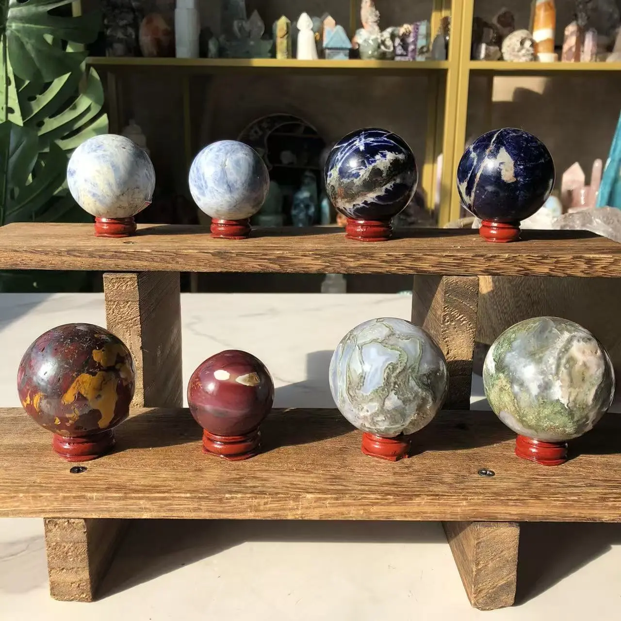 Natural Crystal kyanite &Sodalite& Mookaite& Moss agate Sphere Collection