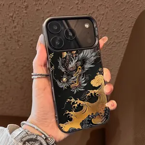 My stic Golden Dragon Pattern Case for iPhone 17 Pro Max 17 Air 16/15/14/13/12/11 Pro Max XR XS E Plus Retro High-end Shockproof Drop Screen Protection Cute Durable PC Smartphone Cover