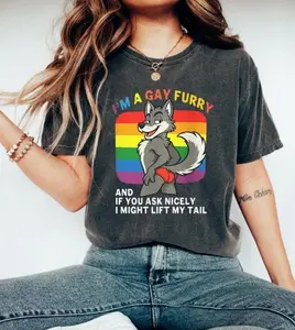 I'm a Gay Furry Pride Funny LGBTQ TShirt, Funny Gay Furry Pride Shirt, Rainbow LGBTQ Furry Tee, I'm a Gay Furry If You Ask Nicely Shirt