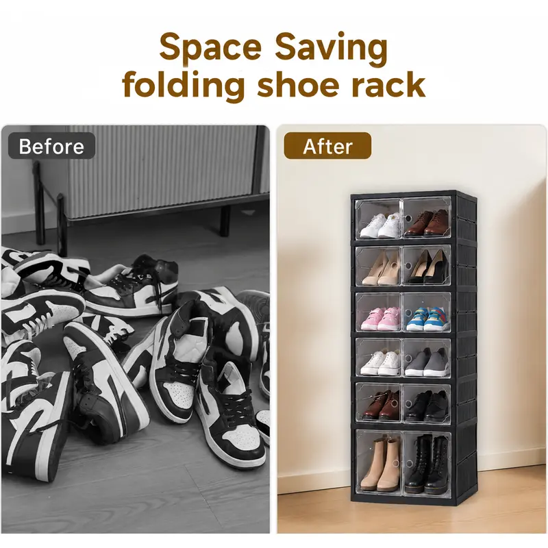 UFORU folding shoe rack, magnetic transparent door shoe cabinet, 9