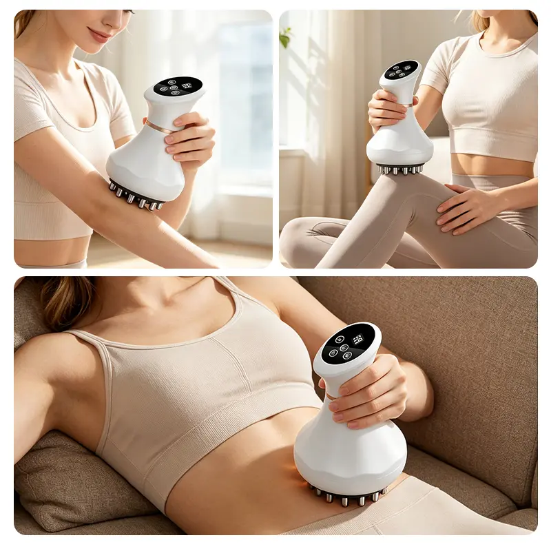 Meridian Brushing and Scraping Acupressure Instrument, Hot Pad and Vibration Acupressure Massage Device, Abdomen and Back Massage Instrument
