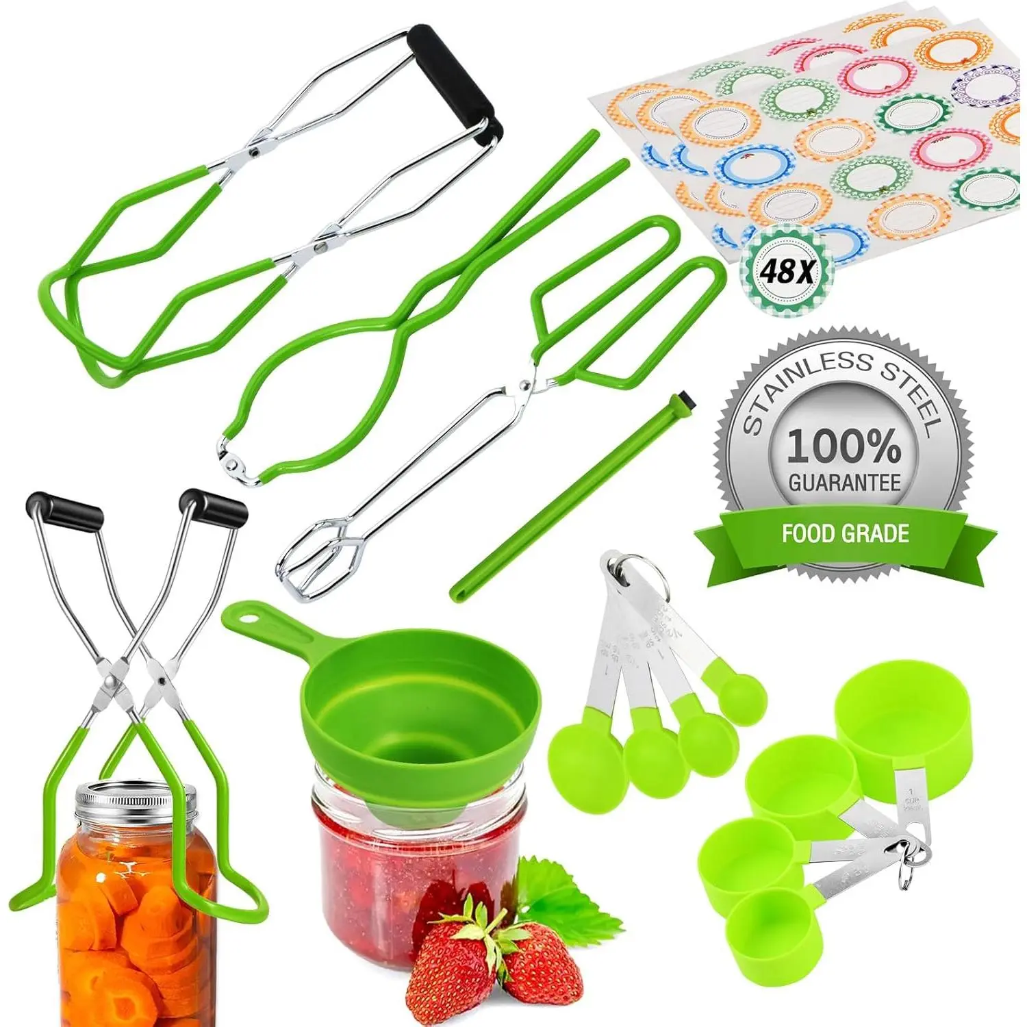 Cooking Utensils Canning Supplies Starter Kit - Beginner's Set with Canning Tools, Tongs, Jar Lifter, Funnel, Labels, Stainless Steel Water Bath Canning Pot Accessories,  Canning Essentials