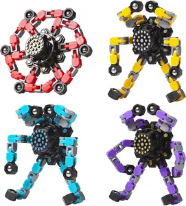 4 PCS Transformable Fidget Spinners Toys for Kids and Adults with Anxiety Stress Relief Gifts, Durable Robot Fingertip Gyros for Party Favors Stocking Stuffers Treasure Box