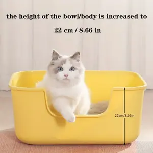 1pc Plastic Extra-Large Splash-Proof Cat Litter Box, With Side Entry, Easy To Clean, Spacious Pet Toilet, With A Cat Litter Scoop