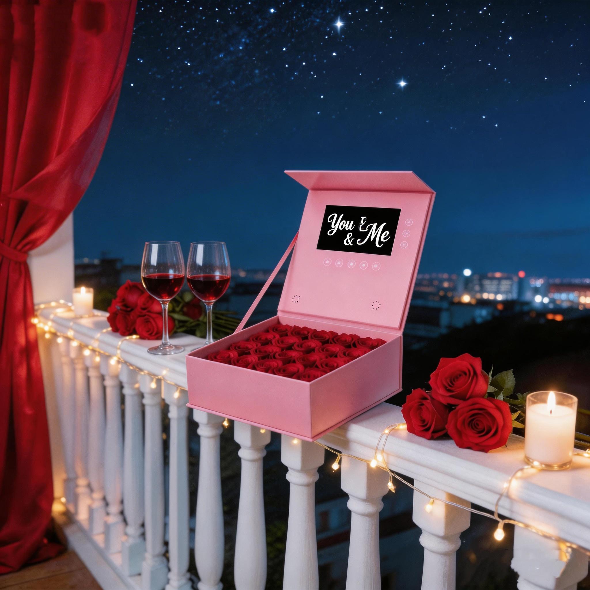 Eternal Flower Valentine's & Mother's Day Gift Long Life Lasting Real Natural Preserved Rose Music Video Box