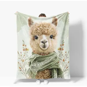 Llama Blanket Warm Plush Flannel Alpaca Throw Blanket Super Soft Flannel Cozy Fuzzy Llama Stuffed Alpaca Blanket Gifts for Kids Teens Adults Room Decor