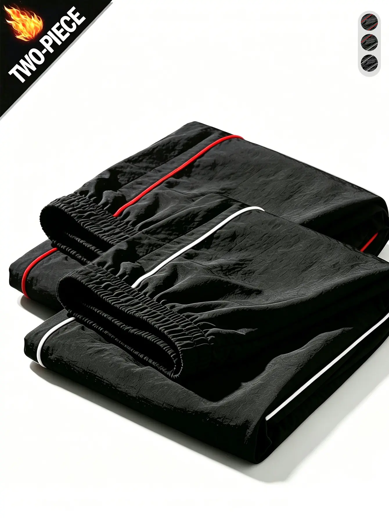 2-pack men’s casual pants featuring striped patchwork and a straight cut with drawstring ties, suitable for everyday commuting, workouts, and showcasing a street athletic style. Comfortable fabric, breathable, regular fit. Lightweight and practical long p