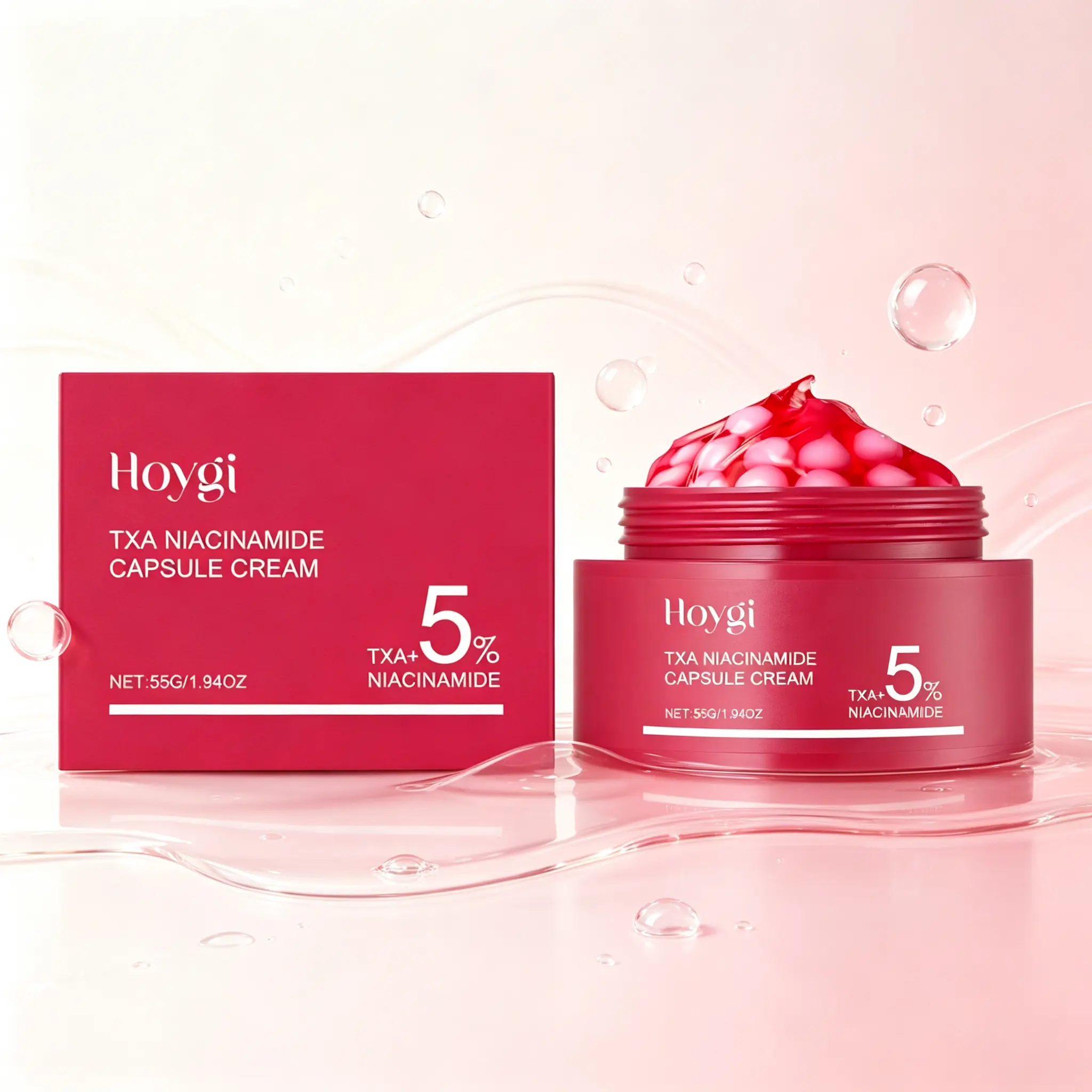 TXA Niacinamide Hydrating Capsule Face Cream 55g - Daily Brightening Gentle Moisturizer for Radiant, Even-Looking Skin
