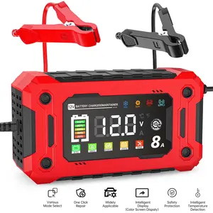 12V/8A Battery Charger, Smart Temperature Compensation Auto Stop Battery Charger W/ Memory Function, Multimodal Trickle Charger W/ Increase Color&Touch Screen Display,Battery Maintainer for Truck,Suv XUEYU