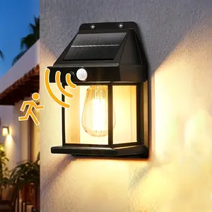 Solar Motion Sensor Outdoor Wall Light, Adjustable 3 Modes, Dusk to Dawn, for Patio Garage Shed Porch Commercial Lighting, Solar Garden Lights, Wireless Wall Lights