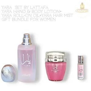 Lattafa Yara Hand & Body Lotion 45ML (1.53 OZ)+ Yara Roll-On1 0ml (0.34 OZ) + Yara Hair Mist 50ML (1.7 OZ) - The Ultimate Pink Elegance Gift Bundle