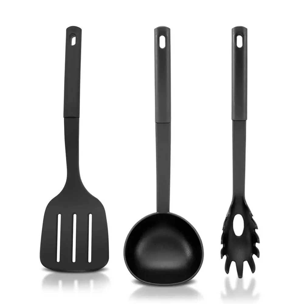 Kitchen Cooking Utensils Set | Include Soup Ladle, Pasta Fork & Spatula - Silicone Heat Resistant & Food Grade Safe Cooking Accessory - Everyday Use Home Kitchen Essentials