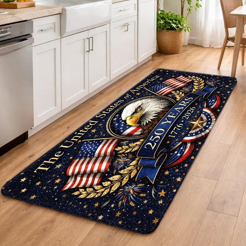 1pc, 2pcs, 3pcs 250Th Anniversary Commemorative Mat, 1776-2026 Flag Decorative Foot Mat, Fleece And Non-Slip Rubber Backing, Durable And, Machine Washable