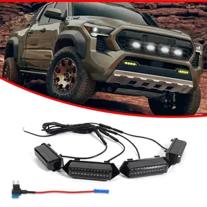 4PCS Brand new and quality Smoked White Full LED Front Grille lamps Lighting Kit For 24-up Toyota Tacoma TRD