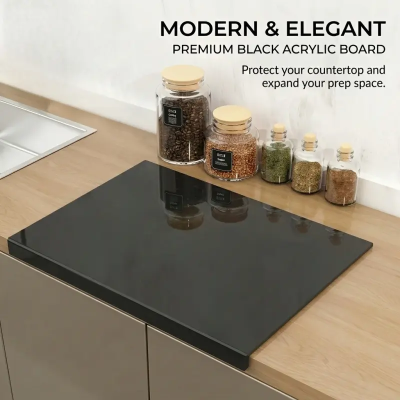 Black Acrylic Countertop Protector Board, Sink Cover Cutting Board, Waterproof & Scratch-Resistant Kitchen Prep Station, Modern, Home Kitchen Accessory, Cooking Accessories