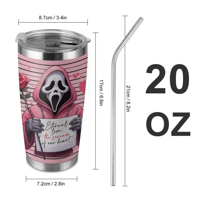 Valentines Day Tumbler, Horror, Scream Tumbler, Glitter Print, 20oz Horror Valentine Tumbler, Pinky Horror Tumbler, Stainless Steel Tumbler Cup with Straw & Lid, Valentine Day Sublimated Tumbler, 40oz Stainless Steel Cup