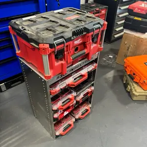 Milwaukee 5-Shelves Packout Racking System for Milwaukee Boxes Holds Smaller Narrow Boxes Non-Railing 30 Inch Tall Storage Solution 5 Shelves