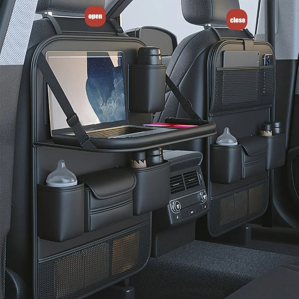 Napa PU Leather Car Seat Back Storage Bag, Multi-Pocket Organizer, Foldable Desktop Option, Universal Fit for Suv/cars, Detachable Interior Box, Car Interior Accessory, Car Accessories