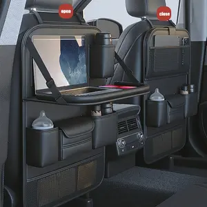 Napa PU Leather Car Seat Back Storage Bag, Multi-Pocket Organizer, Foldable Desktop Option, Universal Fit for Suv/cars, Detachable Interior Box, Car Interior Accessory