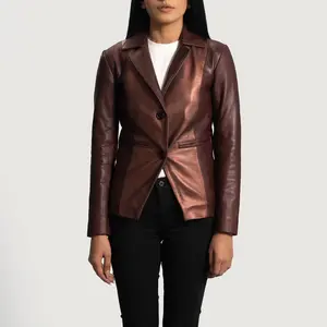 Ruby Metallic Leather Blazer