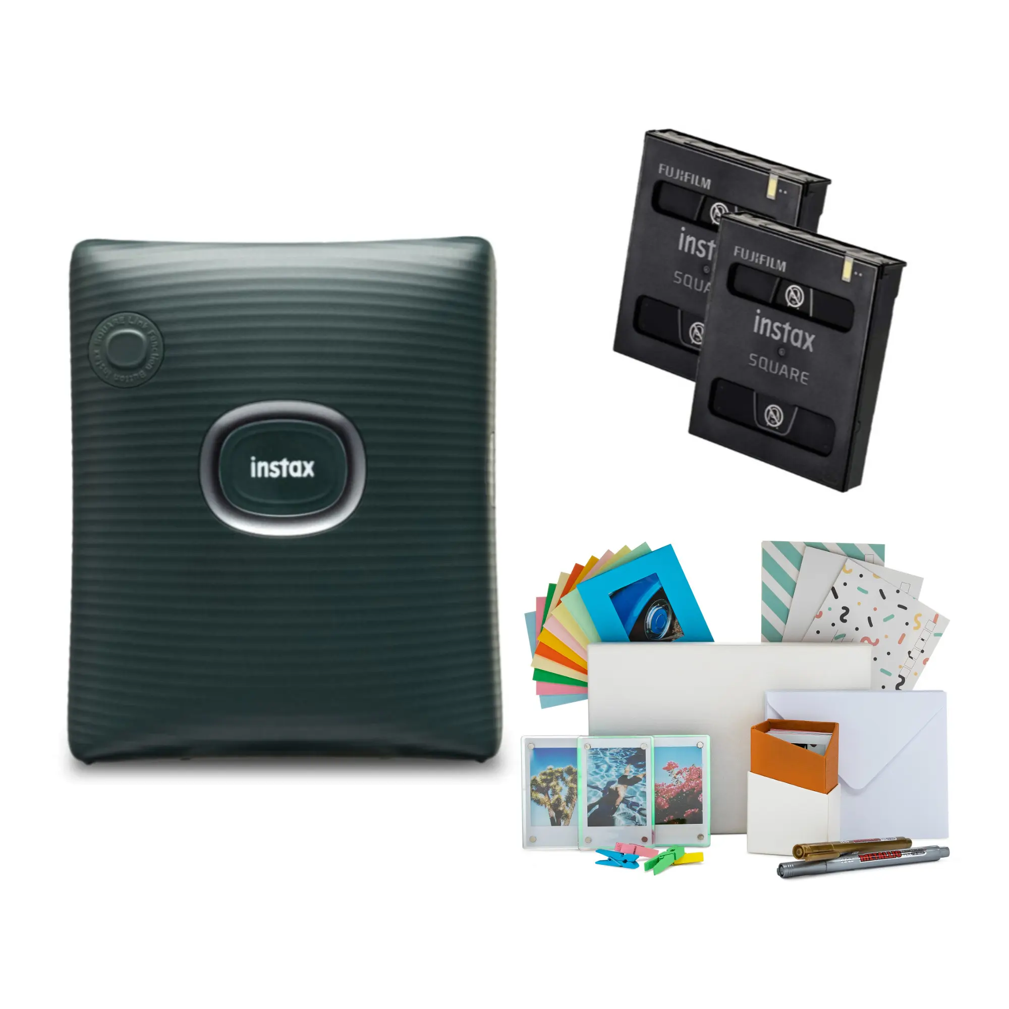 Fujifilm INSTAX Square Link Instant Printer (Green) With Film Kit and Twin Pack