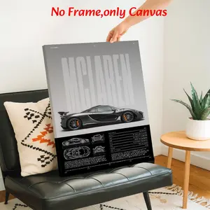 Modern Wall Art, McLaren P1 Specification Poster, Grey And Black Canvas Decoration, Garage & Bedroom Aesthetic, Perfect Gift For Car Lovers, Unframed