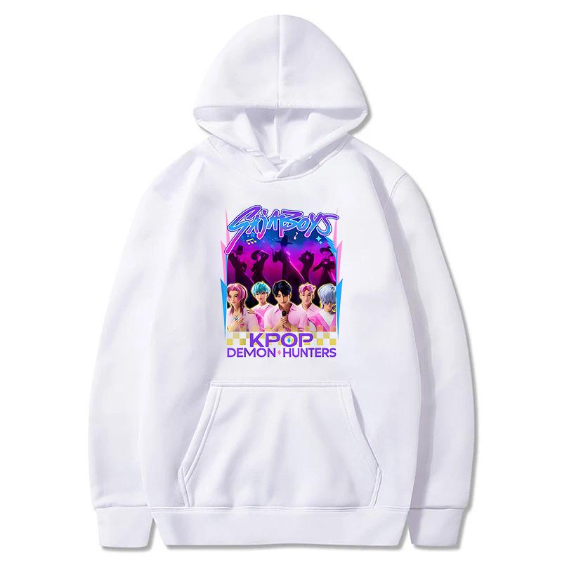 Neon Demon Hunters Kpop Inspired Hoodie Black Oversized Pullover with Streetwear Graphic Trendy Unisex Sweatshirt for Kpop Fans & Urban Style Lovers