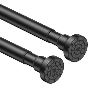 2Pcs Black Tension Rod 28 to 54 Inch Loaded Rod No Drilling Tension Rod for Window,, Wardrobe, Closet, Doorway 7/8" Diameter