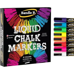 Chalk Markers-8 Vibrant, Erasable, Non-Toxic, Water-Based, Reversible Tips, For Kids & Grown-Ups, For Glass or Chalkboard, For Businesses & Restaurants, Liquid Chalk Marker (6mm)