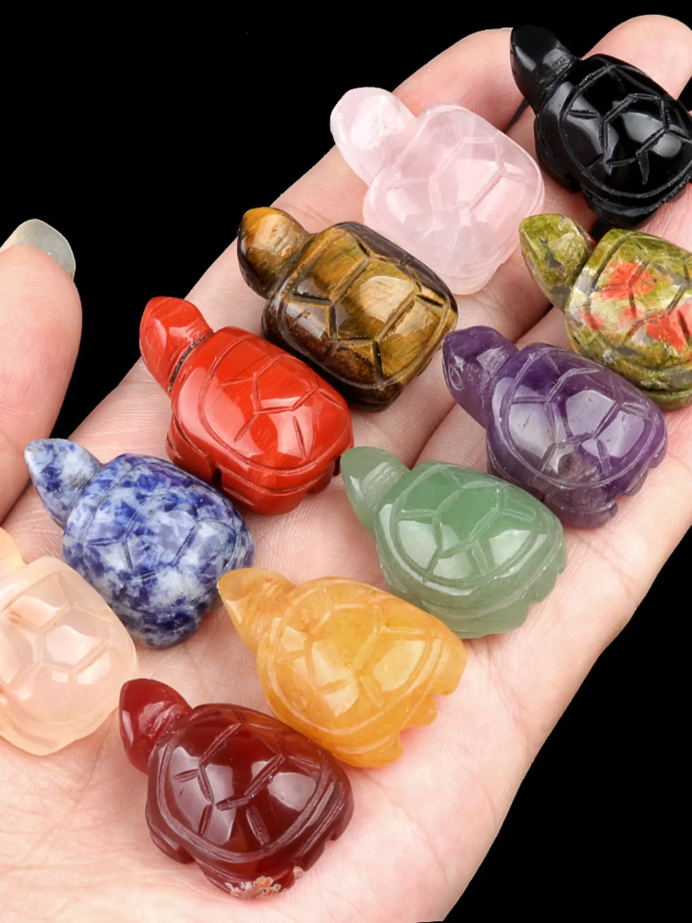 3/6pcs Natural Crystal Agate Turtle Statue, Mini Animal Figurine, Miniature Size, Healing Stone, Home Decor, Collectible Art, Gift for Turtle Lovers