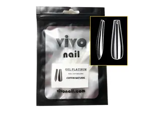 VIVO Nail 500pcs Coffin Clear Medium Artificial False Fake Press on Nails Tips