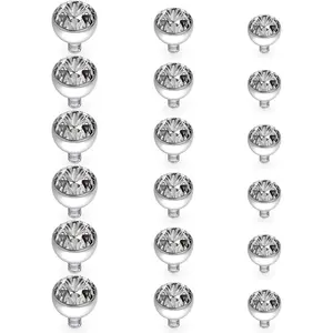 14G Dermal Tops Internally Threaded 316L Surgical Steel Dermal Anchor Clear Cubic Zirconia Dermals Piercing  for Women Men Top Size 2mm 3mm 4mm