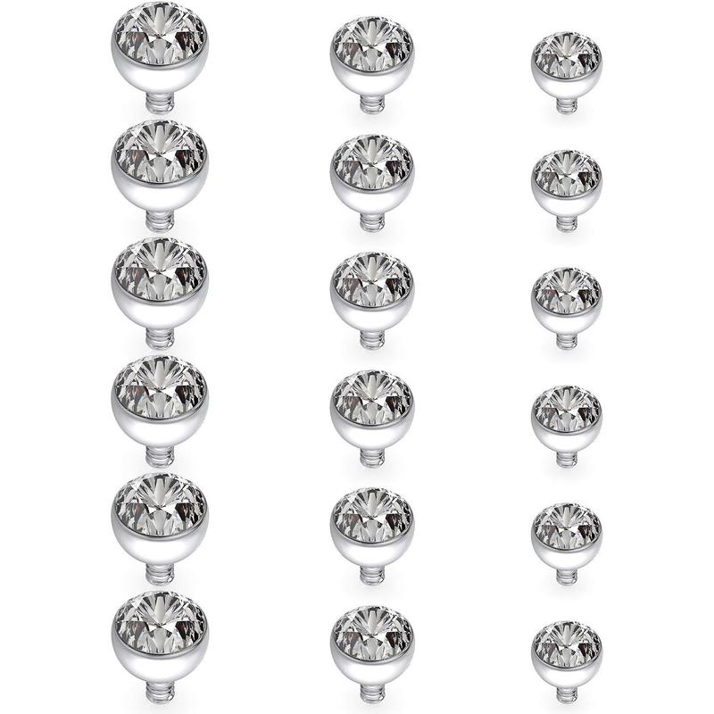14G Dermal Tops Internally Threaded 316L Surgical Steel Dermal Anchor Clear Cubic Zirconia Dermals Piercing  for Women Men Top Size 2mm 3mm 4mm